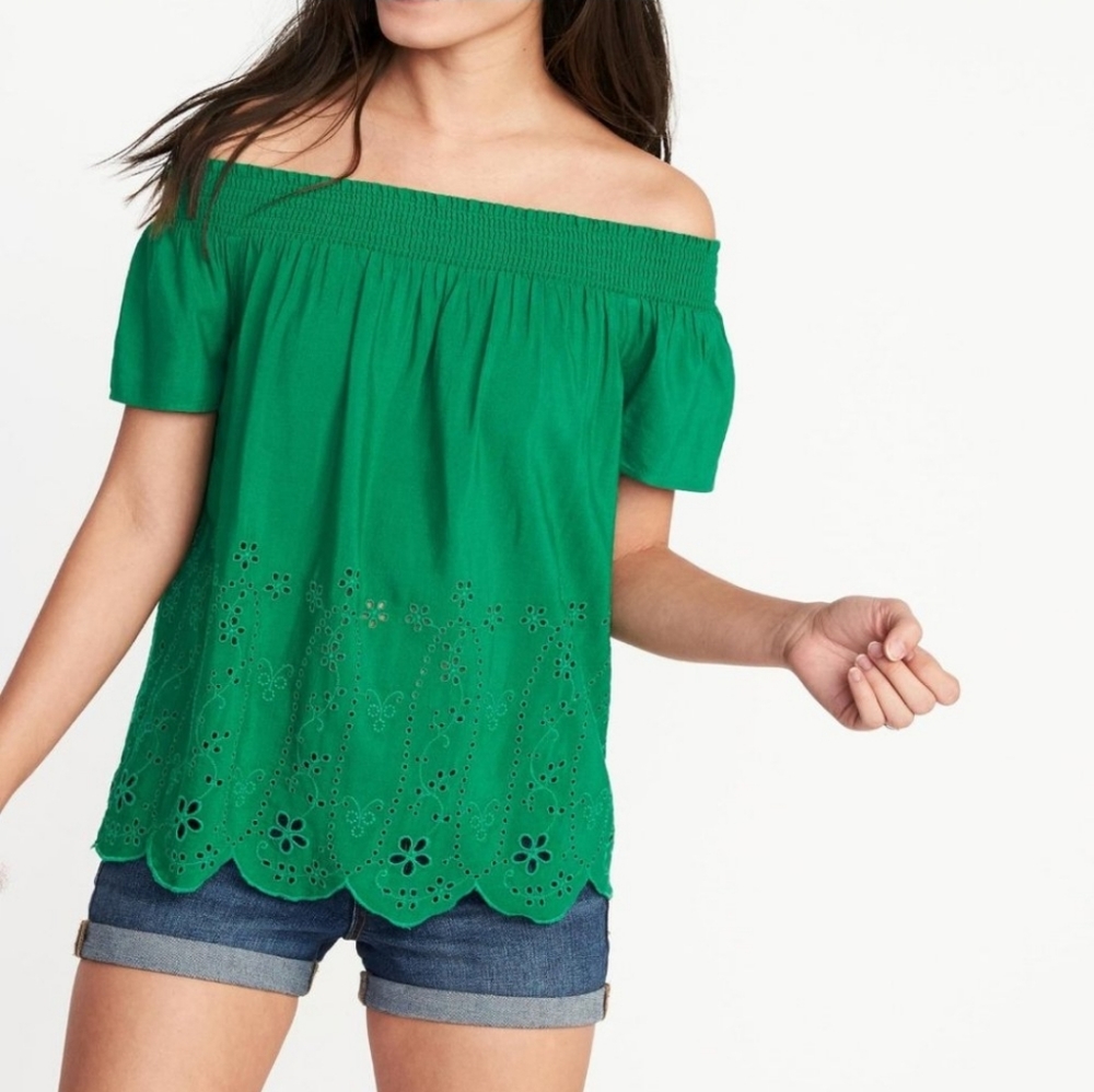 Old Navy Green Off Shoulder Top